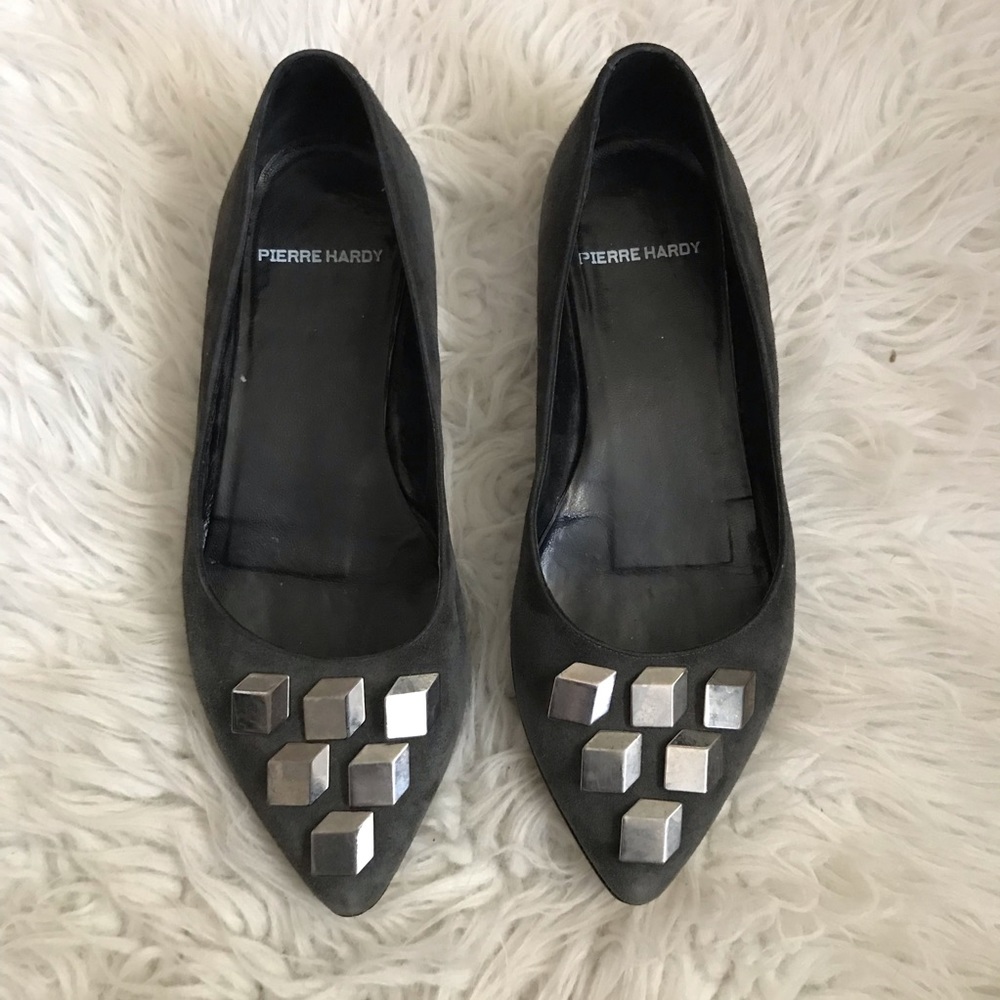Pierre Hardy Gray Suede Square Flats